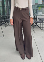 High waist wide-leg trousers - brown