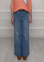 High Waist Jeans mit weitem Bein - hellblau