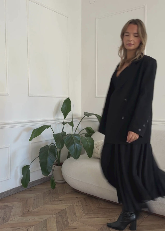 Langer Chiffon Rock - schwarz von SASSYCLASSY