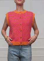Striped knitted vest - orange