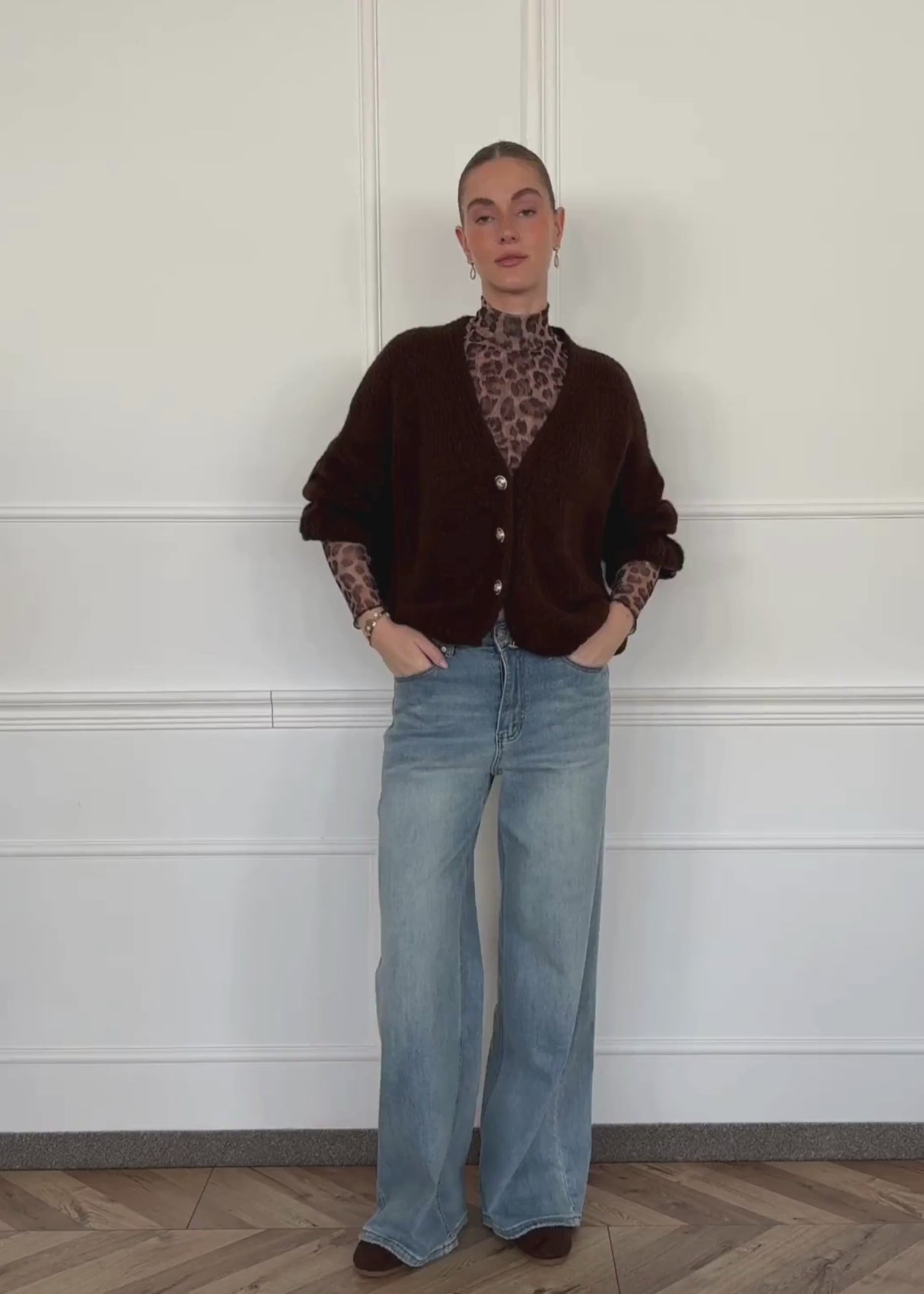 Cardigan mit 3/4-Ärmeln - braun