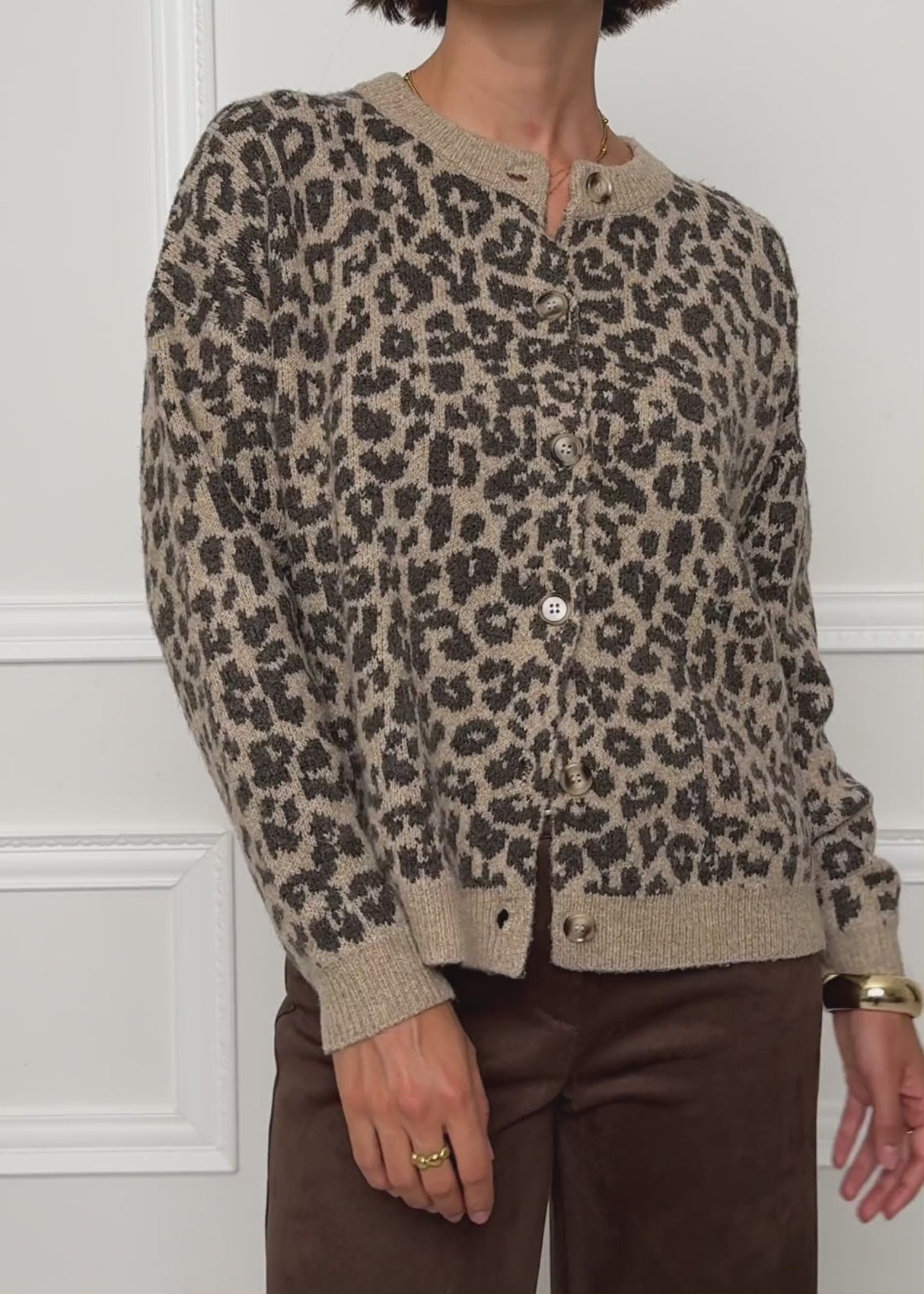 Cardigan with Leo pattern-beige-brown by SASSYCLASSY