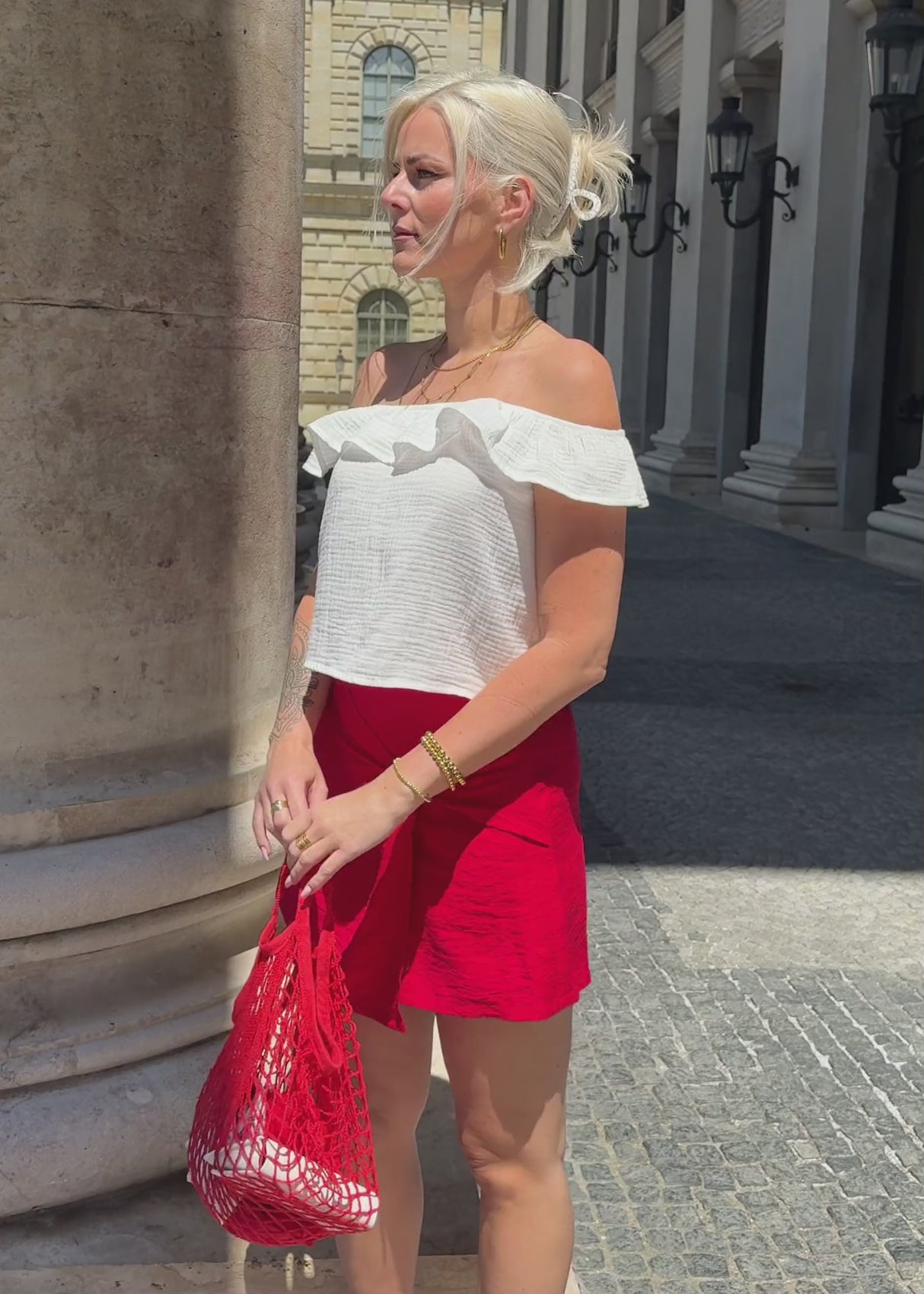 Musselin Trägertop mit Volants - weiß von SASSYCLASSY