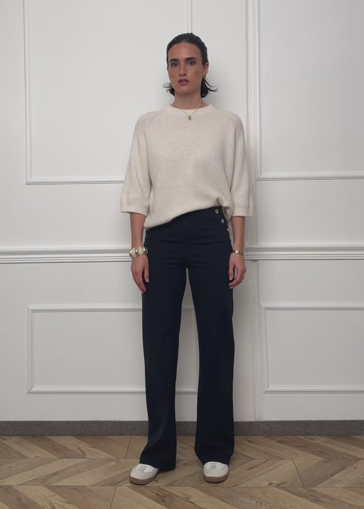 Hose mit Zierknöpfen - dunkelblau