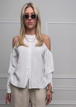 Musselin Bluse mit Cut-Outs - weiß