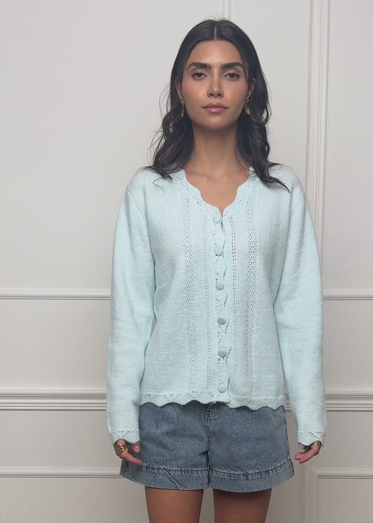 Pointelle cardigan - light blue by SASSYCLASSY