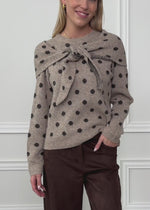 Polka dot jumper with scarf - beige
