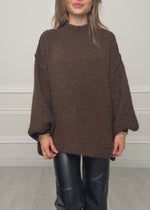 Oversized chunky knit jumper - brown