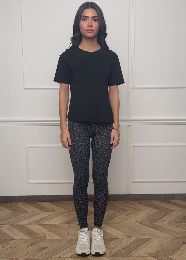 High Waist Sportleggings mit Leo-Print - grau von SASSYCLASSY