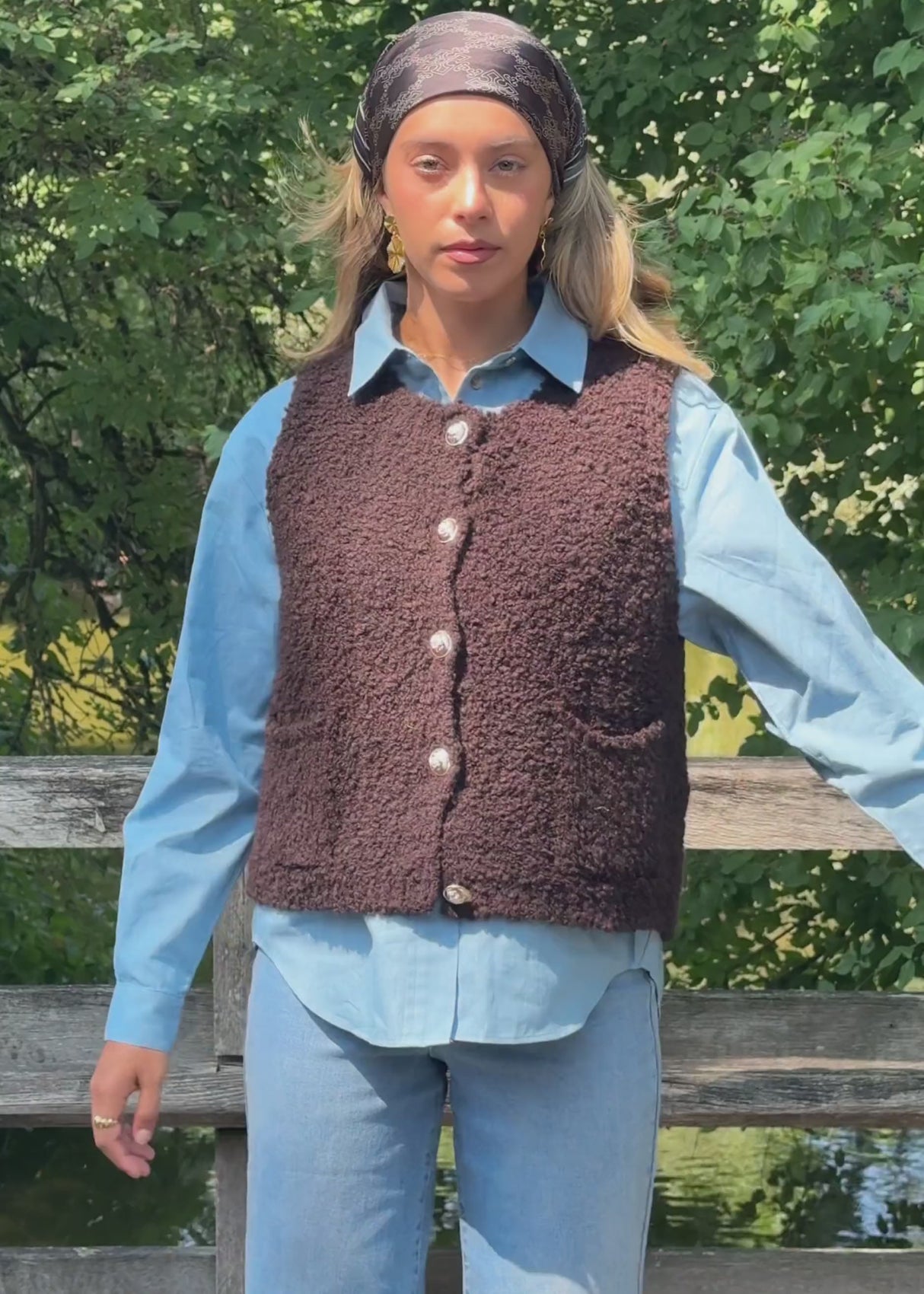 Bouclé-Weste mit Taschen - braun by SASSYCLASSY