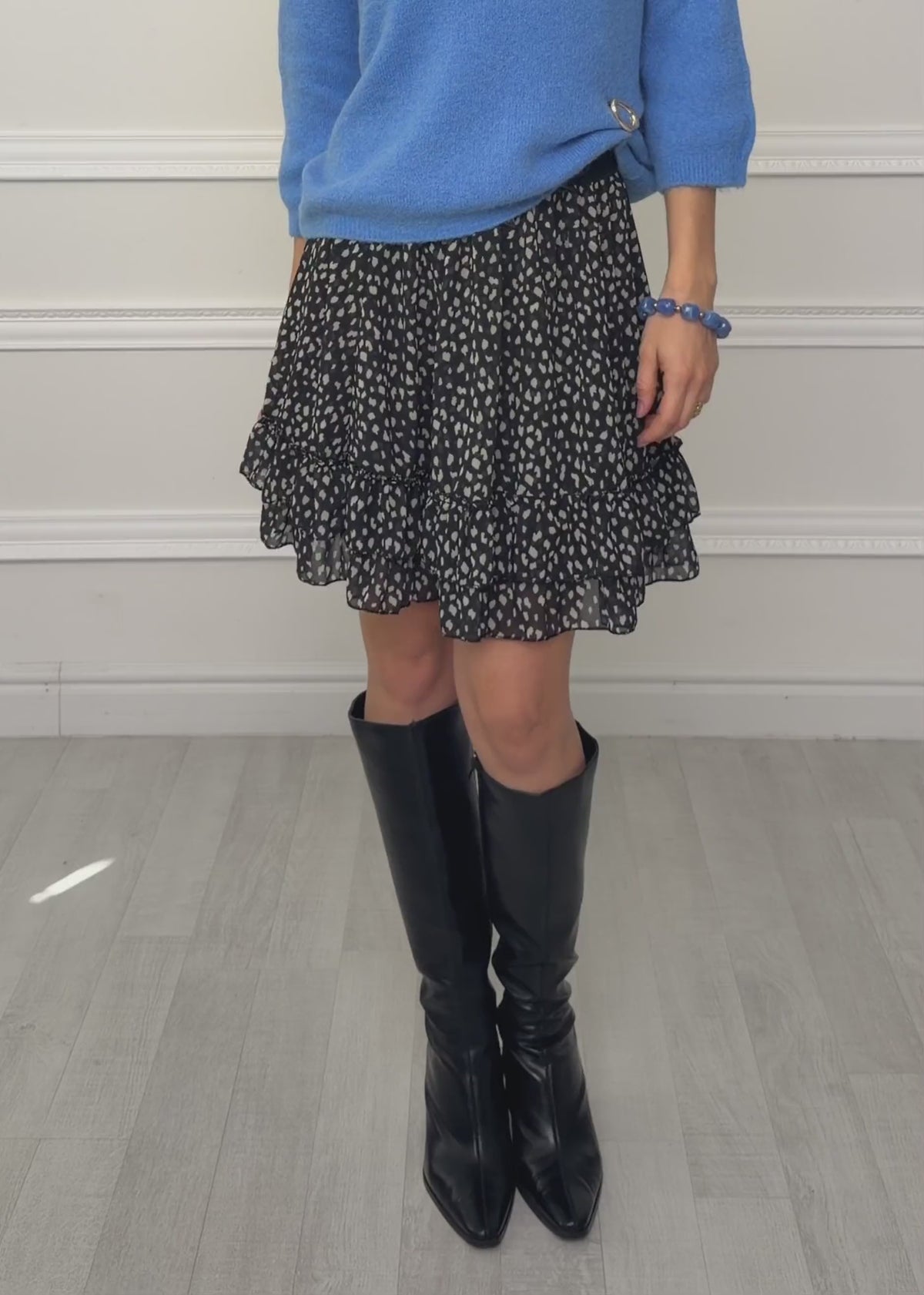 Flounce skirt with ruffles, black by SASSYCLASSY