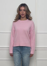 Feinstrickpullover mit strukturierten Streifen - rosa