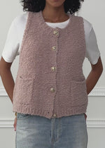 Bouclé waistcoat with pockets - dusty rose