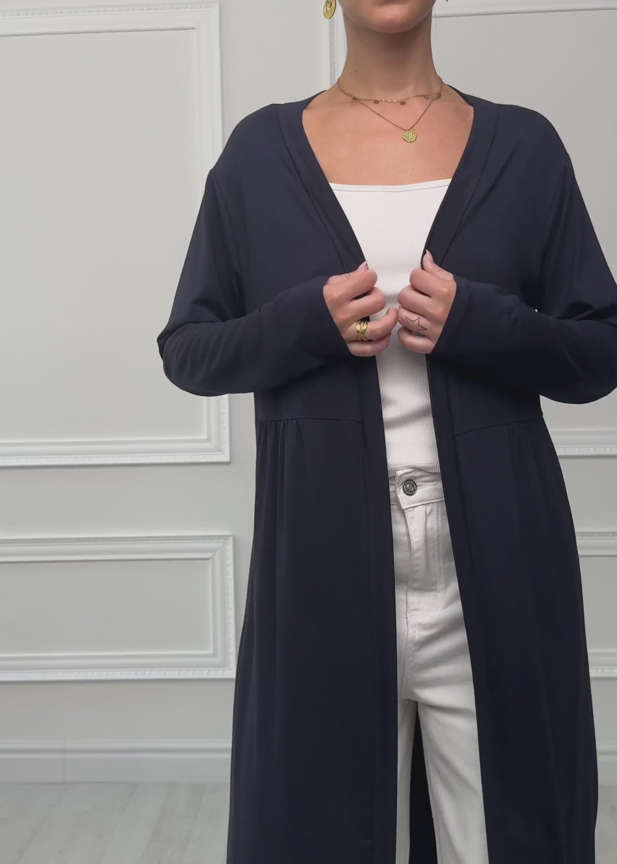Maxi-Cardigan aus fließendem Jersey - dunkelblau von SASSYCLASSY