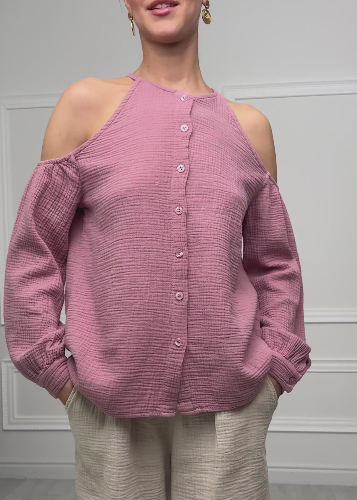 Musselin Bluse mit Cut-Outs - altrosa by SASSYCLASSY