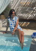 Shorts mit maritimem Print - weiß-blau