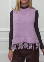 Sleeveless jumper with fringing - lilac