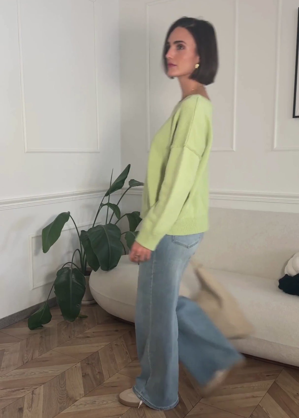 Sweater with back seam - light green by SASSYCLASSY