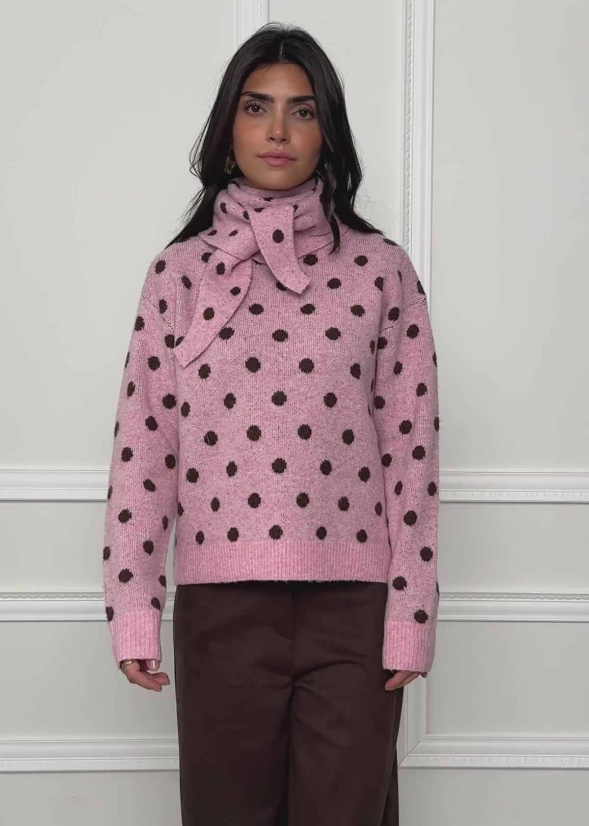 Polka dot jumper with scarf - rose by SASSYCLASSY