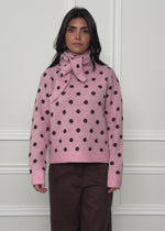 Polka dot jumper with scarf - rose