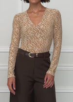Langarmbody mit Strukturmuster - beige