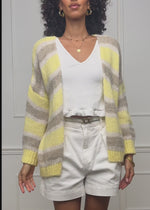 Striped oversized cardigan - butter yellow