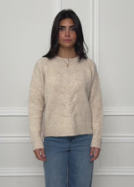 Knit jumper with cable knit - beige