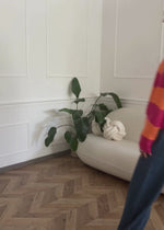 Cardigan with block strips and V-neck - pink