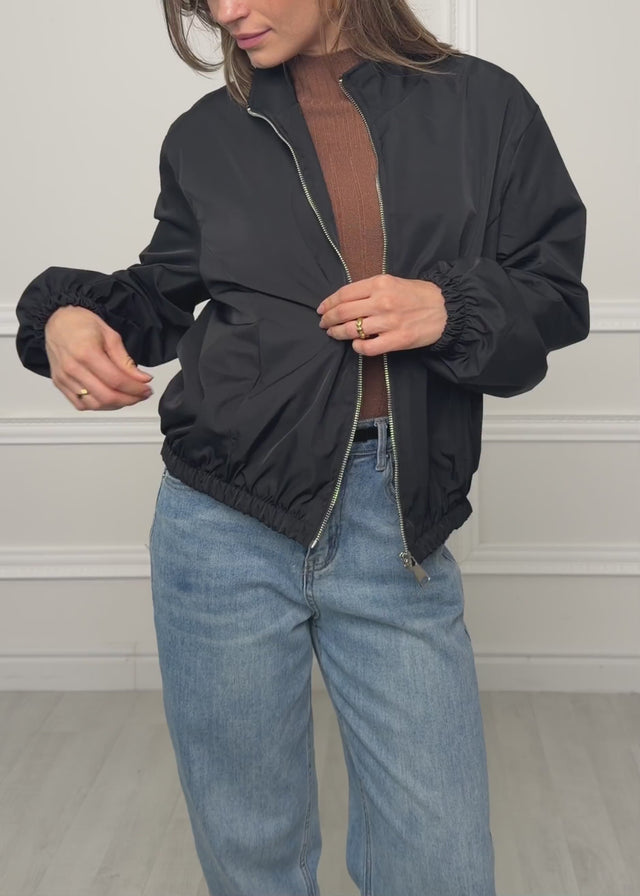 Blouson jacket with elasticated waistband - black by SASSYCLASSY