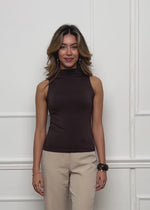 Top with turtleneck - dark brown