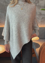 Poncho with wool content - grey
