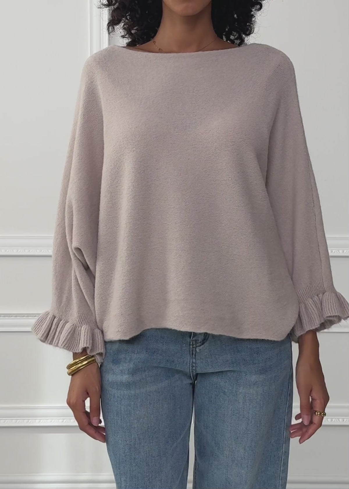 Oversized jumper with boat neck - beige by SASSYCLASSY