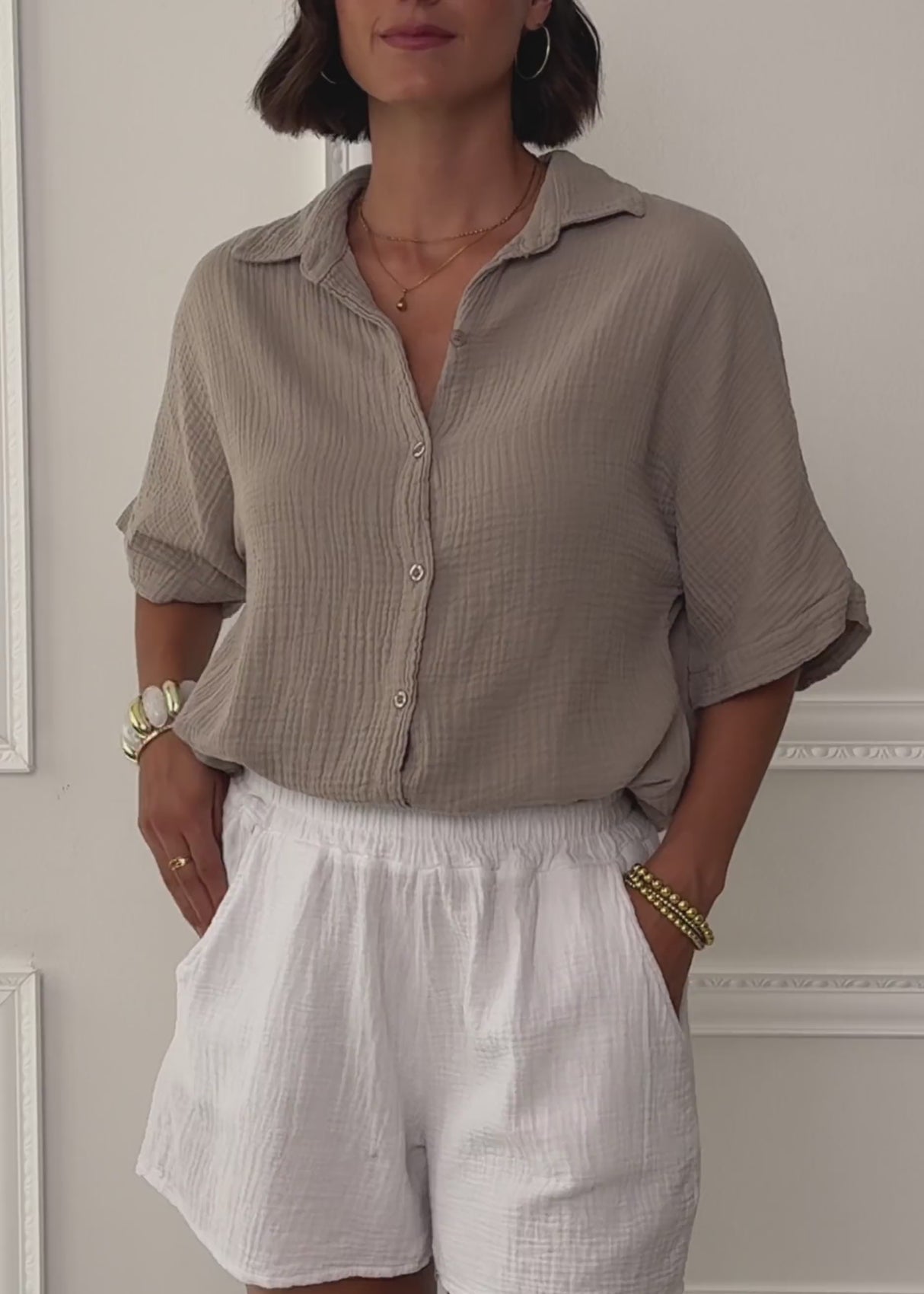 Musselinbluse mit Zugbandsaum - clay by SASSYCLASSY