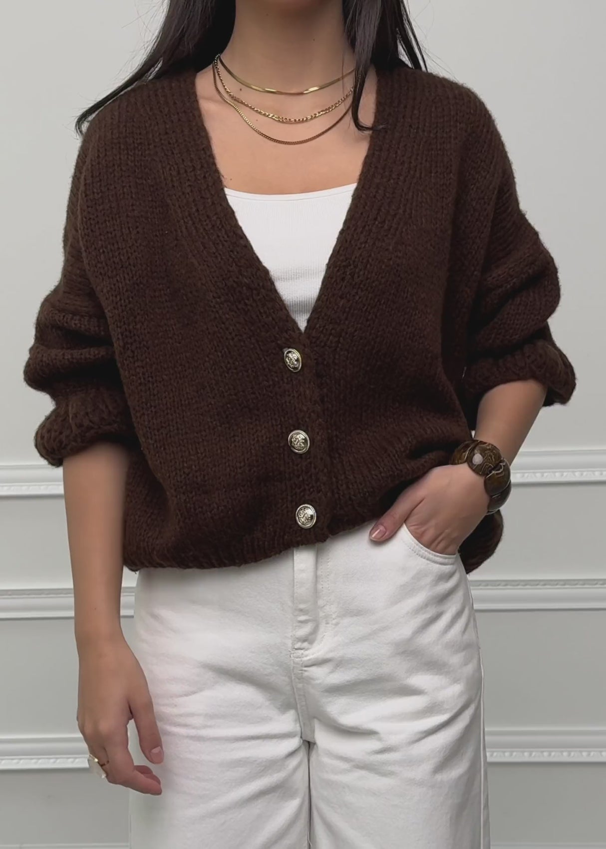 Cardigan mit 3/4-Ärmeln - braun von SASSYCLASSY