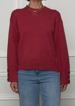 Strickpullover mit Knopfdetail - rostrot - SASSYCLASSY