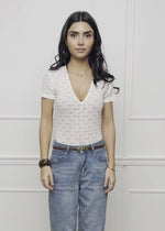 Kurzarm Body aus floraler Spitze - offwhite