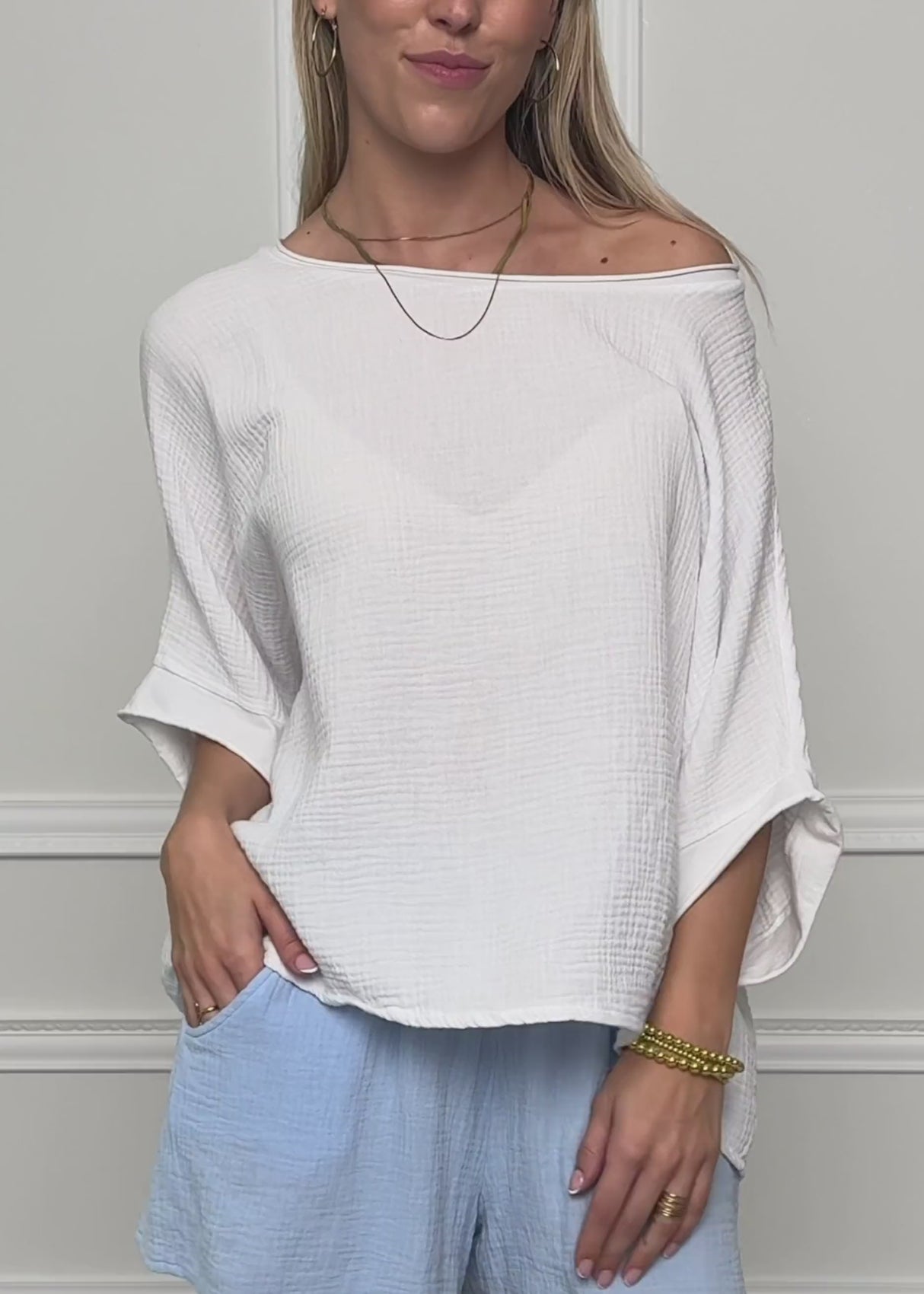 Lässiges Musselin Shirt - weiß von SASSYCLASSY