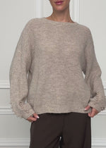 Jumper with pearl details - beige