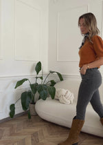 Strickoberteil mit Puffärmeln - cognac