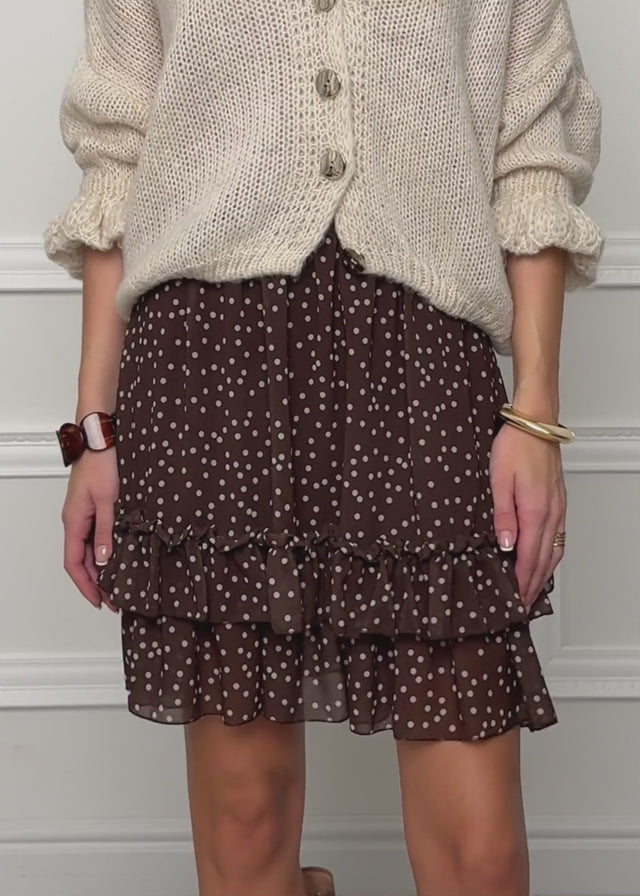Short flounce skirt with polka dots - beige brown by SASSYCLASSY