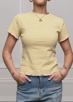 Bunt gestreiftes T-Shirt - gelb