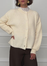Crew neck cardigan - off-white
