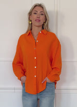 Musselin Bluse oversize, kurz, orange