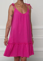 Kurzes Musselin Strandkleid - pink