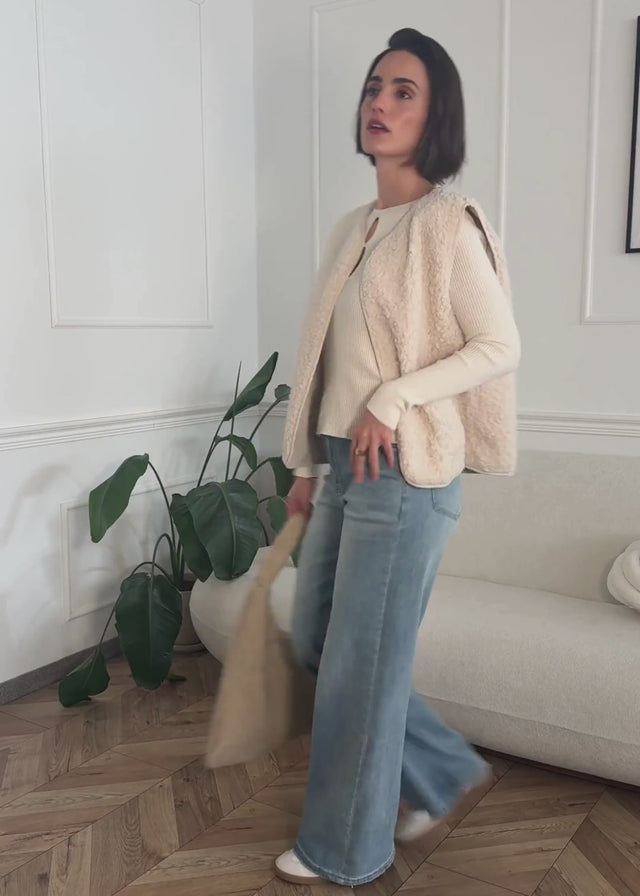 Rippstrickoberteil mit Cut-Outs - creme von SASSYCLASSY