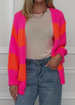 Gestreifter oversize Cardigan - pink-orange