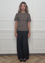 Glänzende Stoffhose mit geradem Bein - schwarz