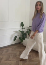 Strickoberteil mit Zopfmuster-Detail - flieder