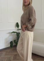 Cardigan with 3/4 sleeves - taupe