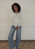 Pointelle Langarmshirt - weiß